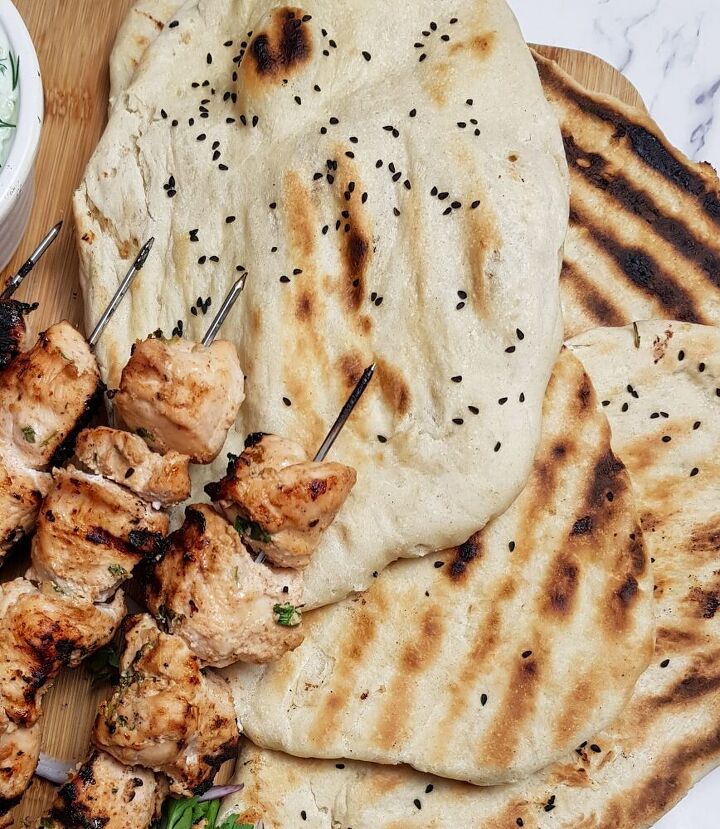 chicken shish kebab with homemade flatbread