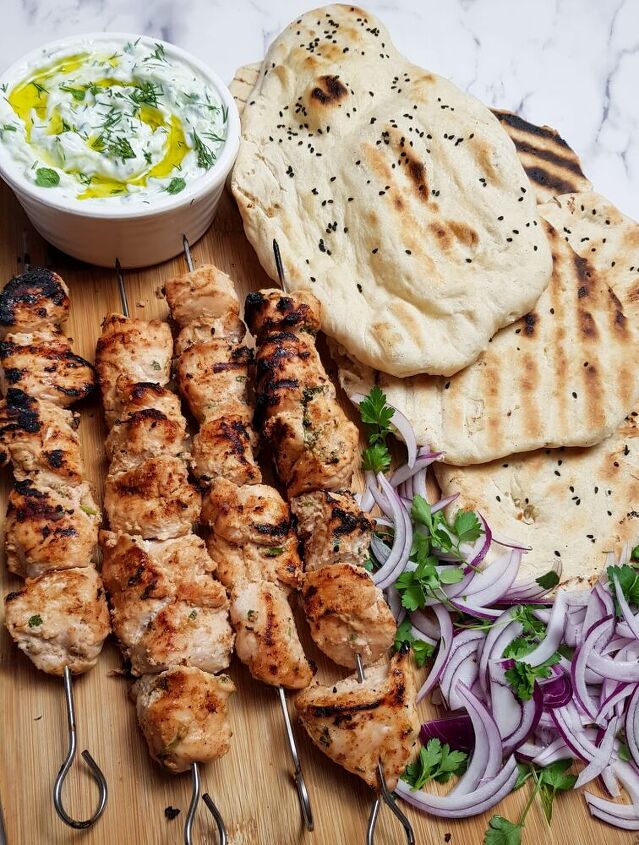 chicken shish kebab with homemade flatbread