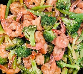 easy shrimp with broccoli snap pea stir fry