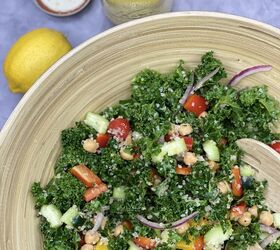 protein packed kale salad with lemon vinaigrette
