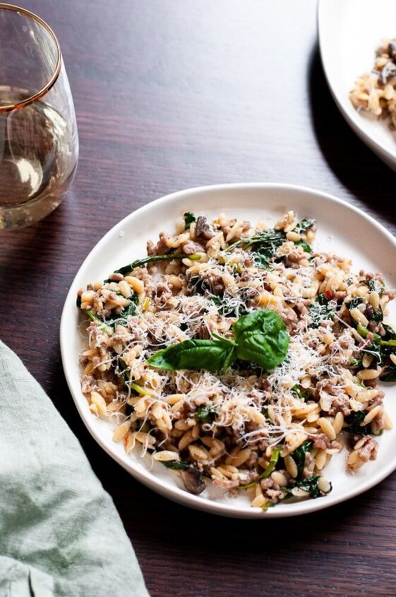 one pot easy sausage and spinach orzo recipe