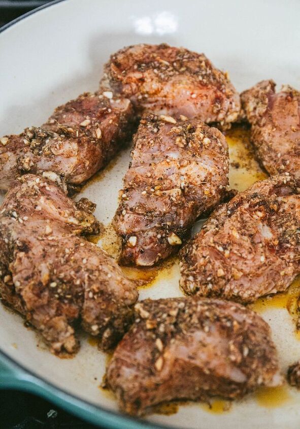 za atar chicken with grain free orzo and herbed tahini