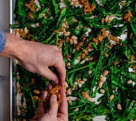 broccoli rabe with white beans and cheddar breadcrumbs