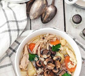 polish chicken barley soup with mushrooms krupnik
