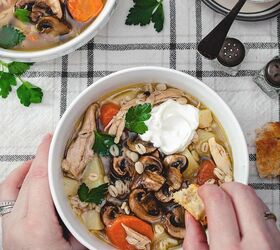 polish chicken barley soup with mushrooms krupnik