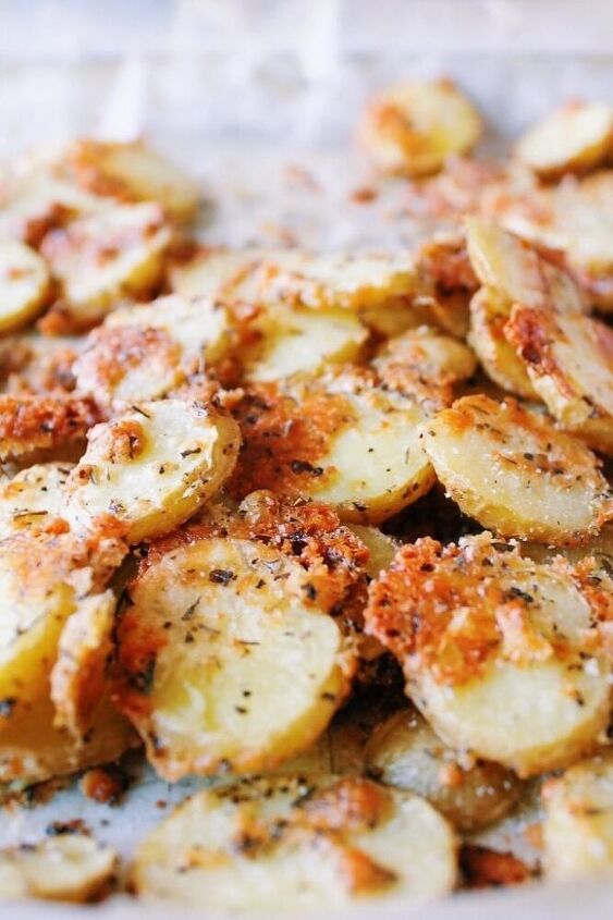 roasted parmesan thyme potatoes with deviled egg aioli