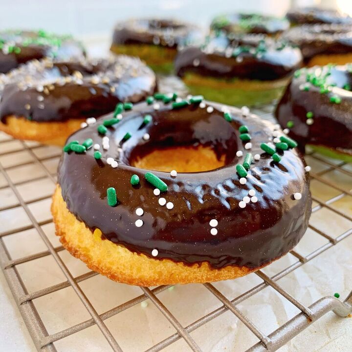 baked donuts with guinness ganache