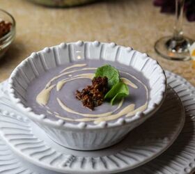 simple cauliflower soup with sundried tomato tapenade