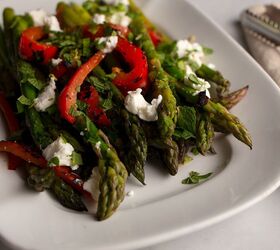 Asparagus With Red Peppers & Goat Cheese