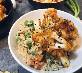 sweet and sour cauliflower with egg fried rice
