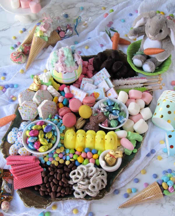 how to make an easter candy dessert board