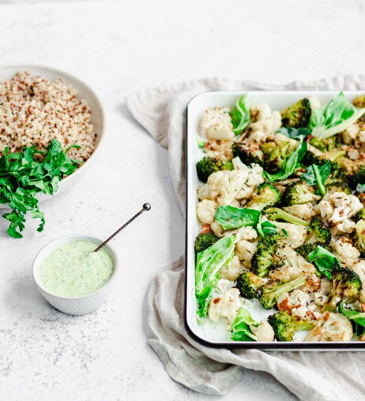 quinoa broccoli and cauliflower salad with creamy dressing