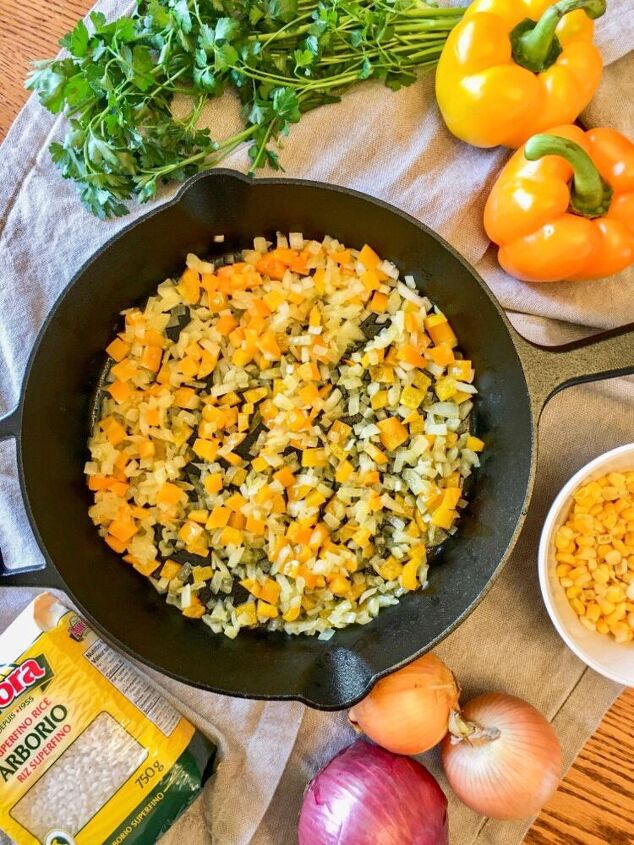 Pepper and Sweet Corn Skillet Risotto | Foodtalk