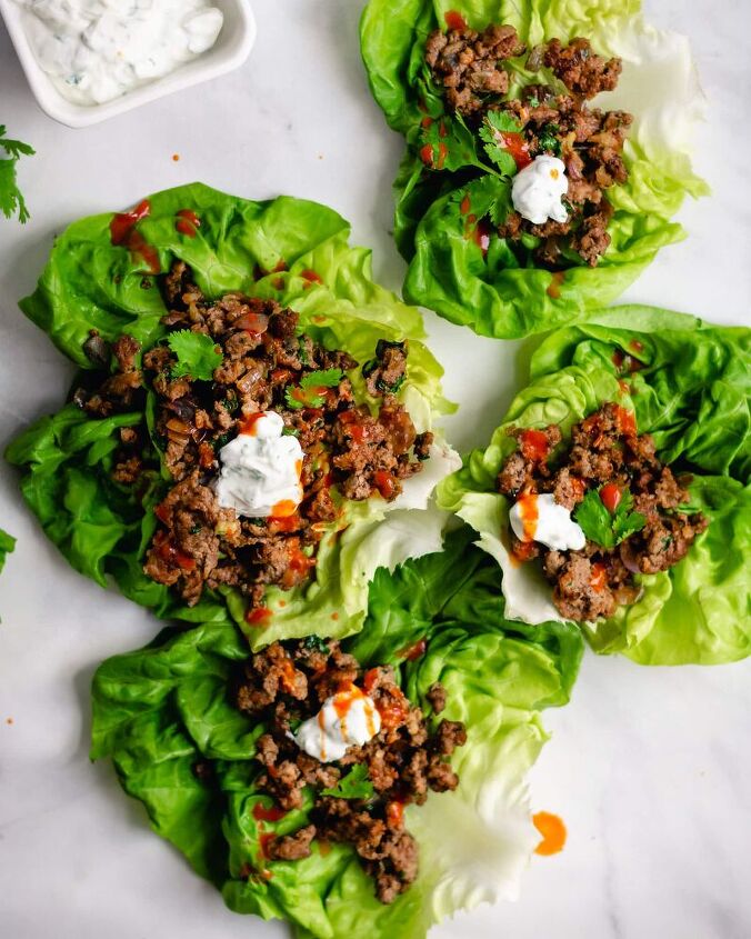 10 healthy lettuce wraps for summer, Herby Yogurt Thai Beef Lettuce Wraps
