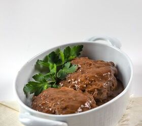 hash brown casserole and salisbury steak