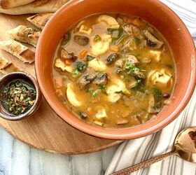 hearty pesto tortellini and sausage soup
