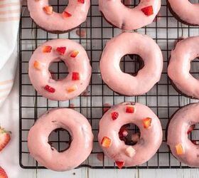 gluten free chocolate donuts with strawberry glaze
