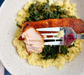 bbq salmon with braised kale