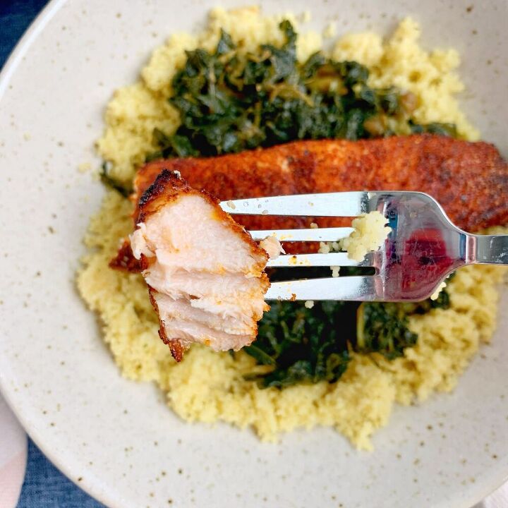 bbq salmon with braised kale