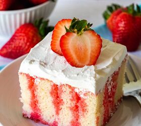 Watch what happens when you add a packet of strawberry Jell-O to this cake