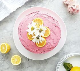 lemon layer cake with blackberry buttercream