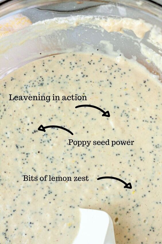 vegan lemon poppy seed pancakes, After adding the whipped aquafaba and poppy seeds the batter is ready for the skillet