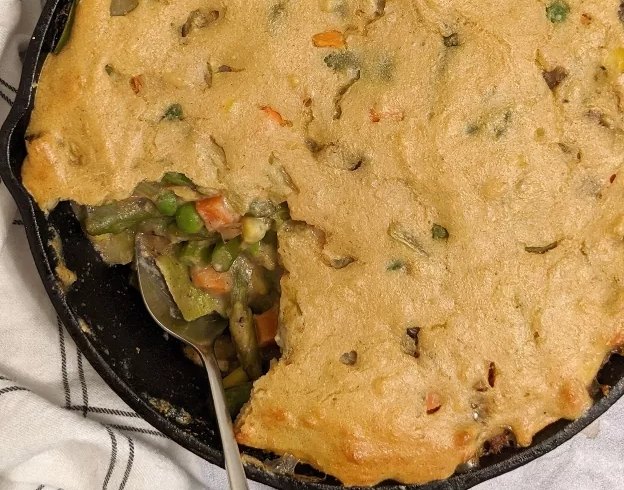 s 15 chicken pot pie dinners for anyone who needs comfort food this week, Veggie Pot Pie With Pancake Crust