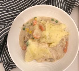 s 15 chicken pot pie dinners for anyone who needs comfort food this week, Chicken Pot Pie Casserole mashed potatoes