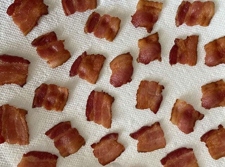 post, Drain the bacon pieces on paper towels