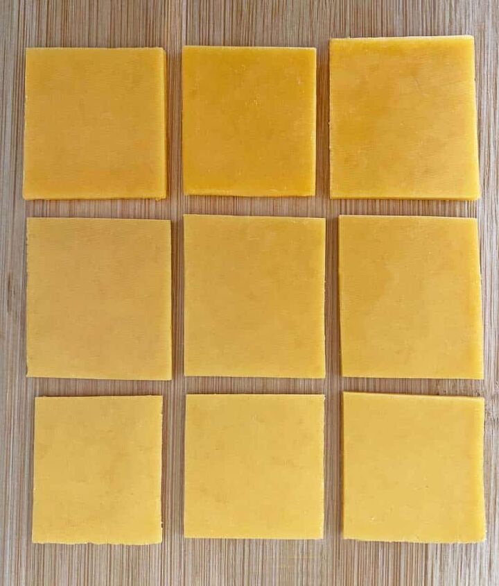 post, Cut each cheese slice in 9 squares
