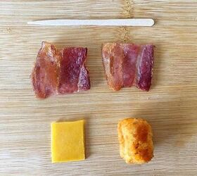 post, Each appetizer contains 2 bacon squares a cheese square and a crispy tater tot