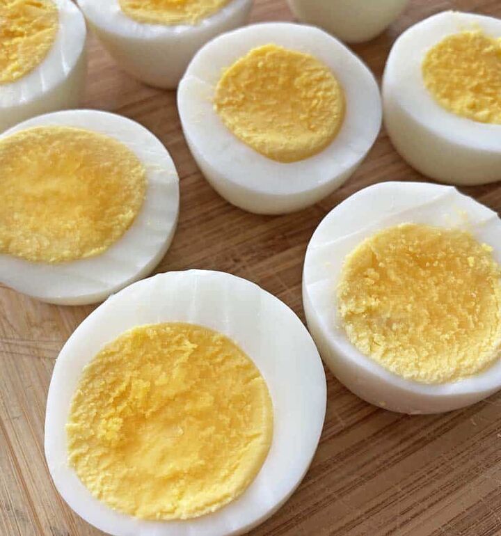 best deviled eggs with bacon, Hard cooked eggs cut in half widthwise