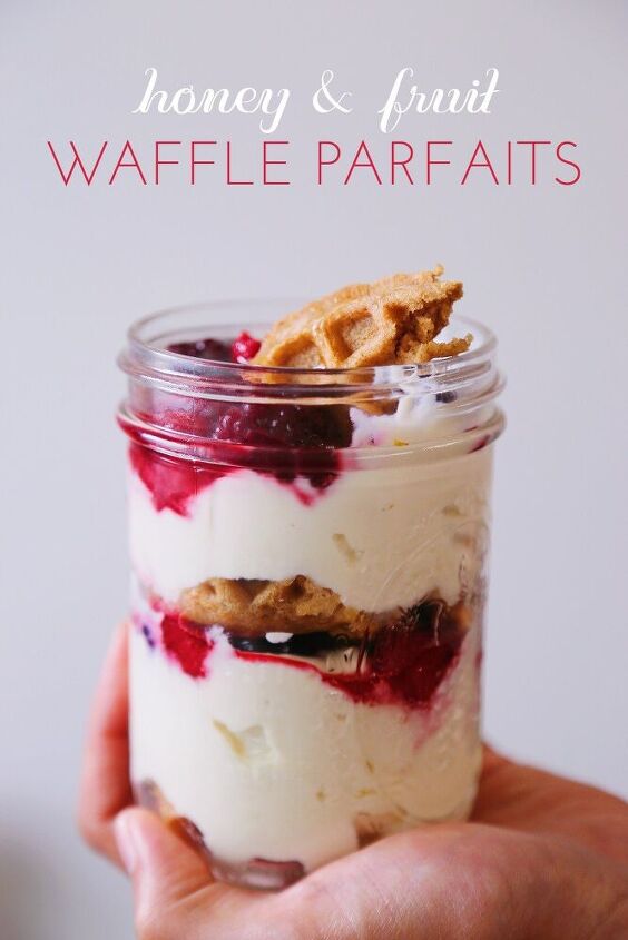 honey fruit waffle parfaits