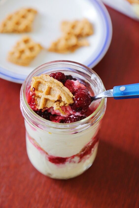 honey fruit waffle parfaits