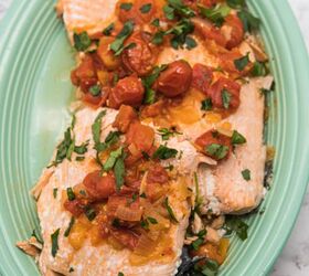 The white wine bath and blistered tomatoes take salmon to another level