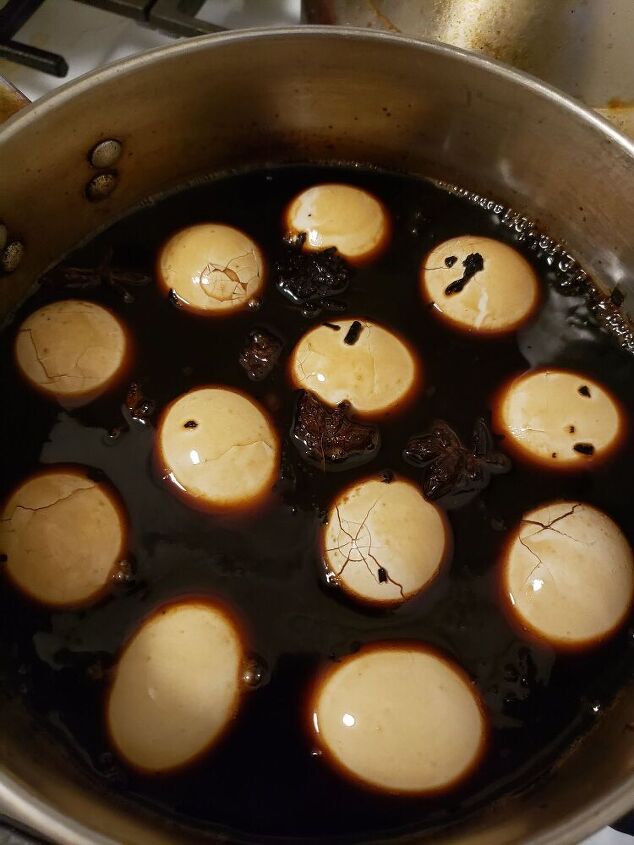 chinese style tea eggs, allowing the eggs to cool