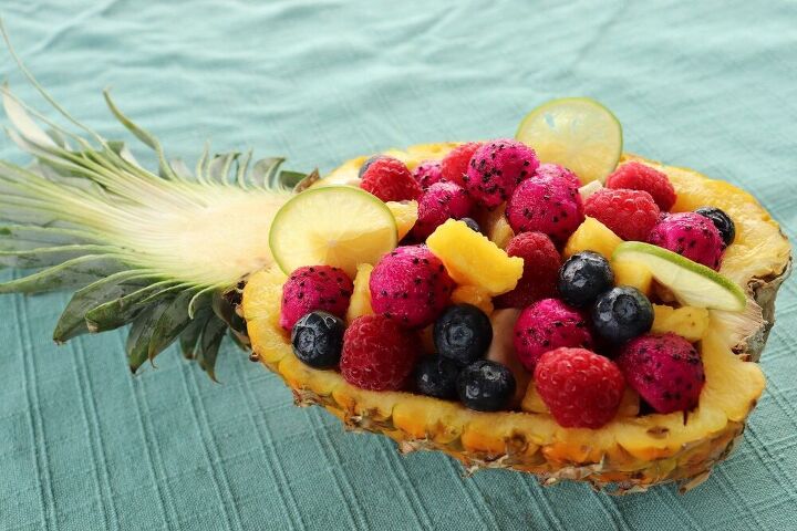 fruit salad in pineapple bowl