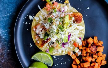 Tilapia Tacos With Spicy Crema & Pan Roasted Sweet Potatoes