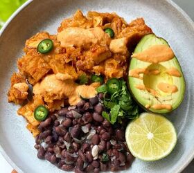 vegan chilaquiles with chipotle tofu beans and cashew queso