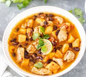 spicy sweet potato bean soup with chicken