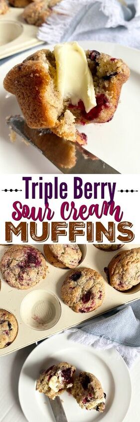 triple berry sour cream muffins