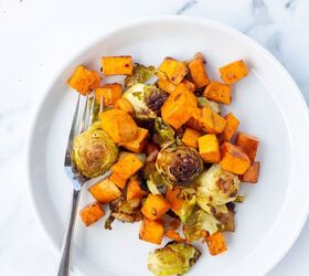 10 recipes that a picky eater will hate and everyone else will love, Simple Roasted Brussel Sprouts And Sweet Potatoes With Bacon