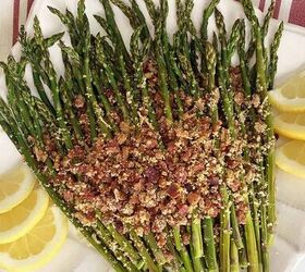 Oven Roasted Asparagus With Bacon Bits, Bread Crumbs and Parmesan Chee