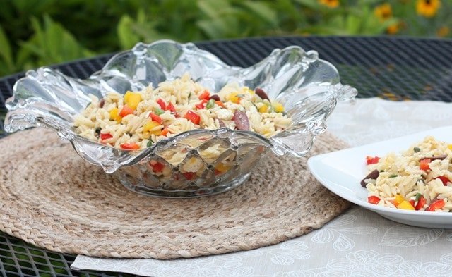 orzo salad with feta olives and peppers