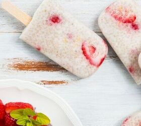 frozen strawberry chia seed popsicles