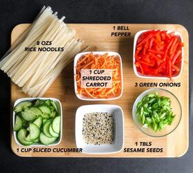 rice noodle salad with miso ginger dressing, You will need these ingredients for the salad