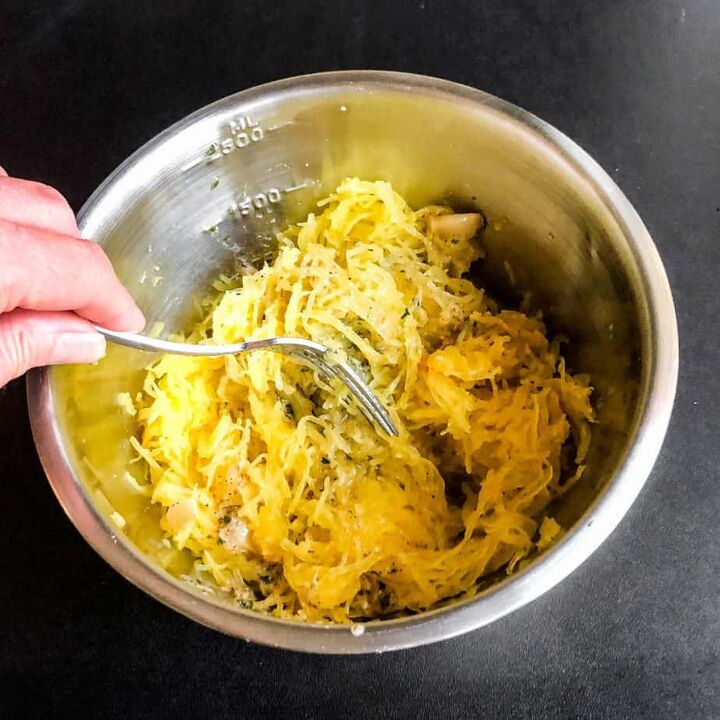 oven roasted spaghetti squash, Toss to evenly coat squash with butter mixture