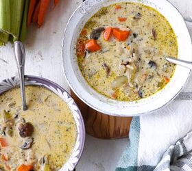 vegetarian rice soup with mushrooms