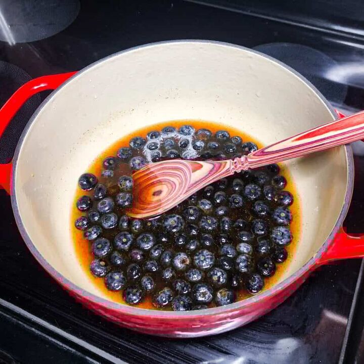spicy blueberry sauce, Add all ingredients except butter and cornstarch mixture to a heavy pan