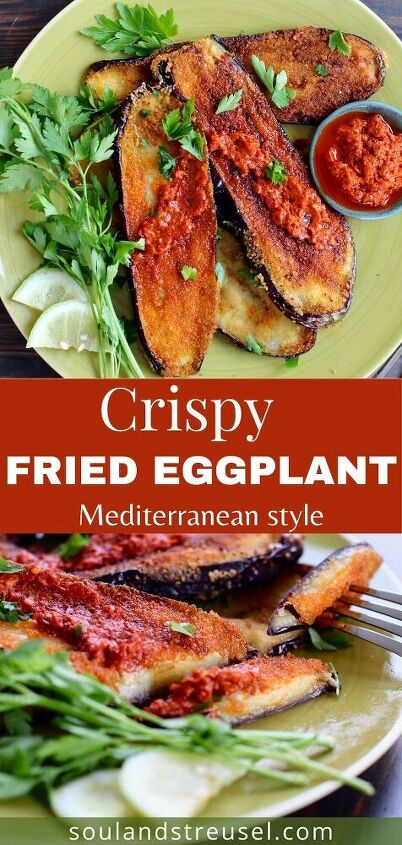 crispy fried eggplant with homemade harissa